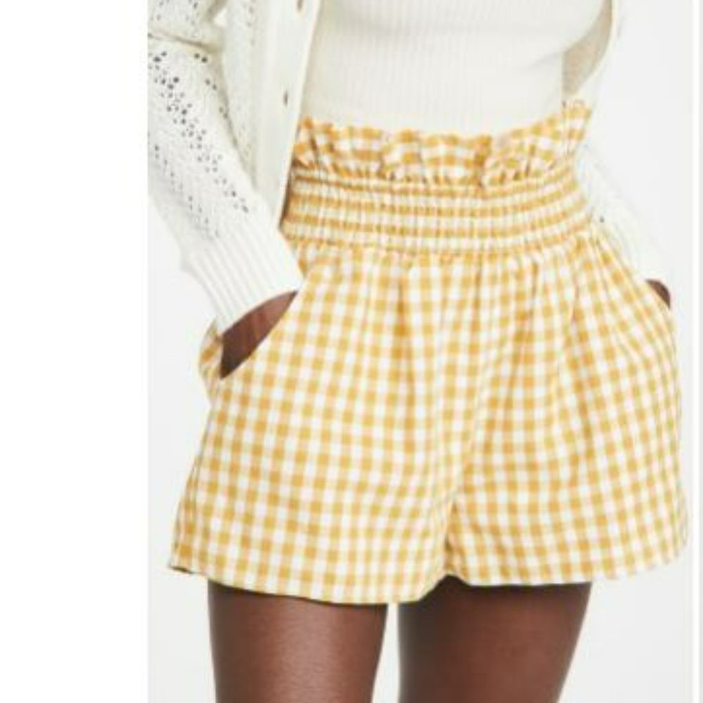 EUC English Factory gingham print shorts - yellow (Size M)